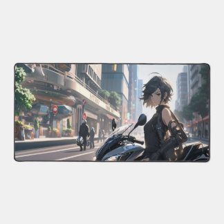 Femme Anime à vélo centre-ville