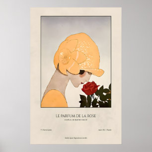 Femme Art Déco avec impression de rose vintage fra