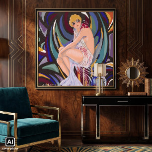 Femme Art Déco Vintage avec Draperies par S. Chomp