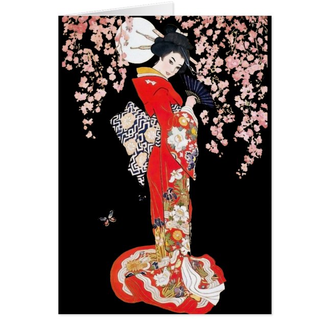 Femme asiatique avec la nuit de fleurs de cerisier (Devant)