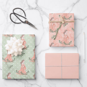 Femme attentive Baby Girl Papier à envelopper rose