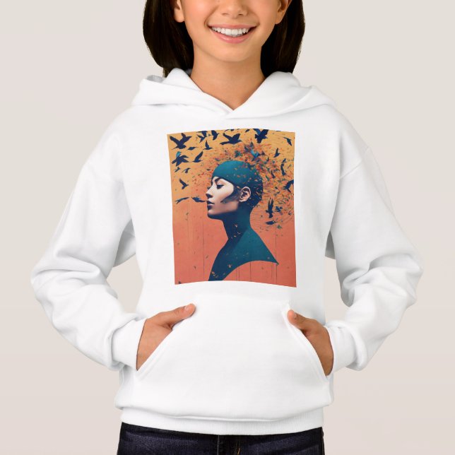 Femme aux oiseaux en Fli T -Shirt (Devant)