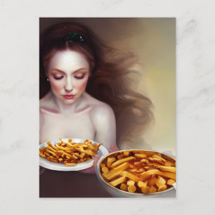 Femme Avec Carte Postale Fries