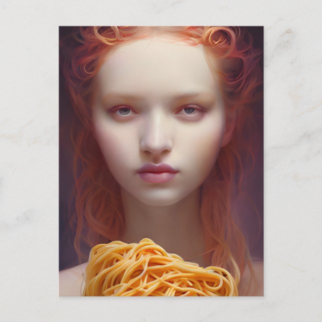 Femme Avec Carte Postale Spaghetti (Devant)