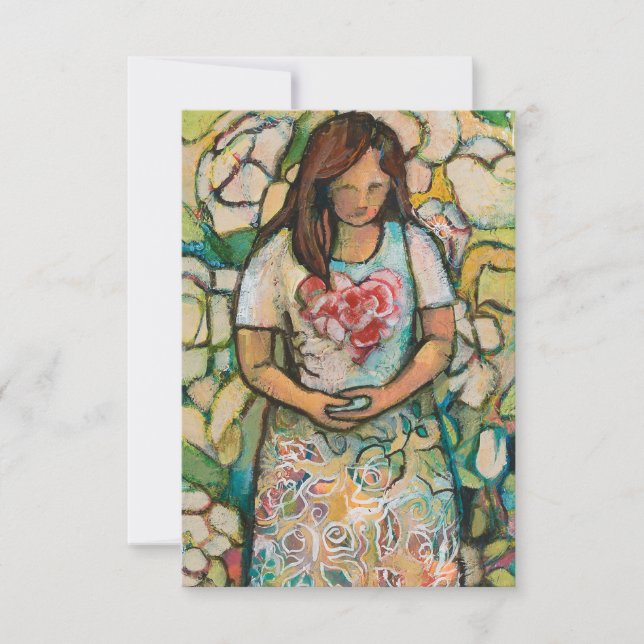Femme avec la carte de prière Patience, Romains 5 (Devant)