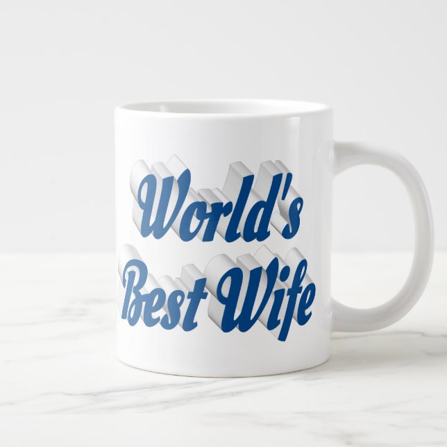Femme avec tasse de café géante à demi-texte bleu (Droite)