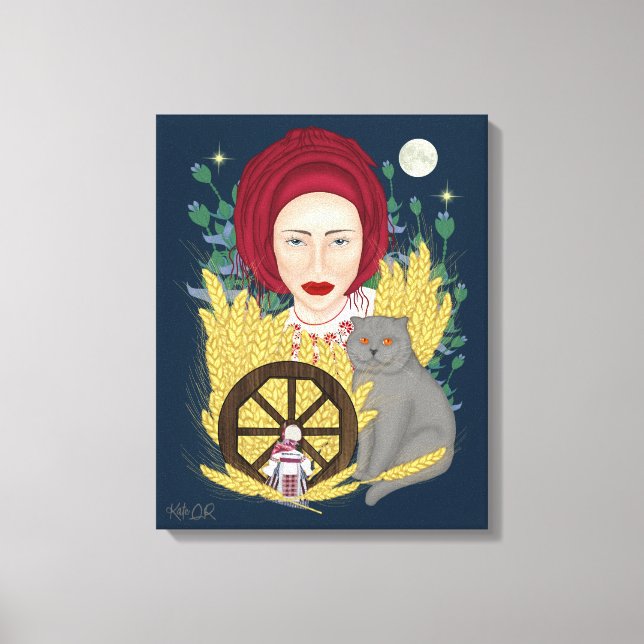 Femme avec un chat. Impression en toile étirée ukr (Recto)