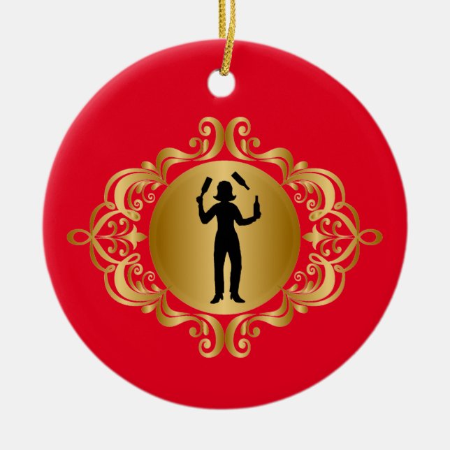 Femme barman Silhouette Ornement de Noël (Devant)
