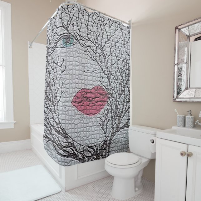 Femme Beauté Douche Rideau Mosaïque Eau Couleur (En situation)