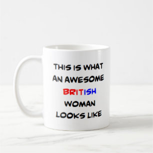 femme britannique, énorme tasse de café