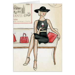 Femme buvant du vin rouge