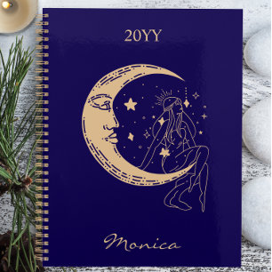 Femme céleste lune & étoiles, boho, or élégant