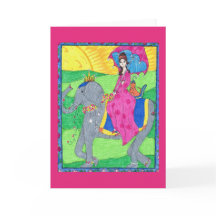 Femme, Chat, Eléphant, Carte de voeux Inde