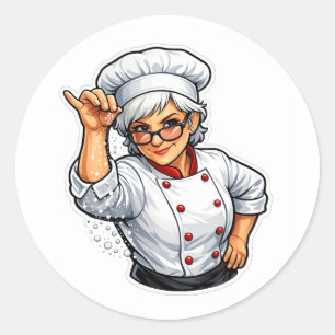 femme chef drôle autocollant de cuisine salt bae
