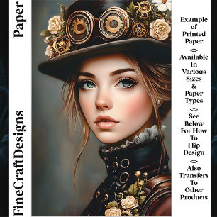 Femme Chic Steampunk Portrait CJ4 Papier Scrapbook