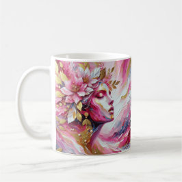 Femme colorée or rose feuille tasse à café thé