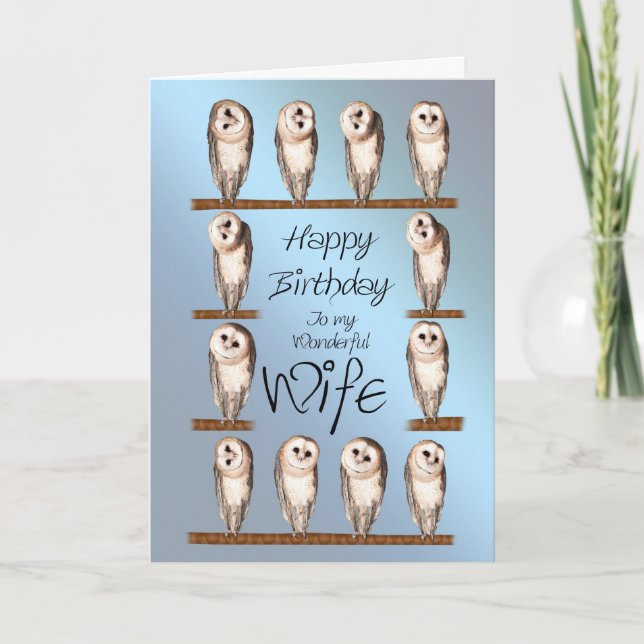 Femme, Curious owls carte d'anniversaire. (Devant)