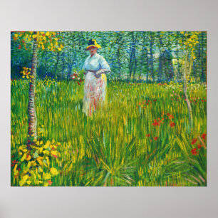 Femme dans UNO Jardin (Van Gogh) Poster
