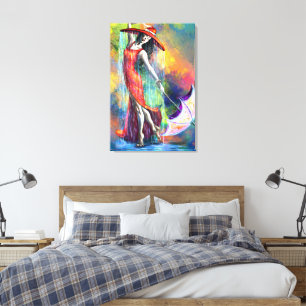 Femme dansante avec impression sur toile de parapl