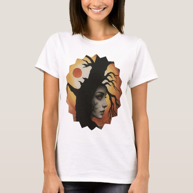 Femme d'arbre d'automne mystique - T-shirt Imagina (Devant)