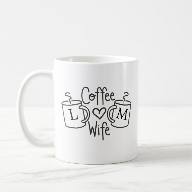 Femme de café amour Monogramme Mug (Gauche)