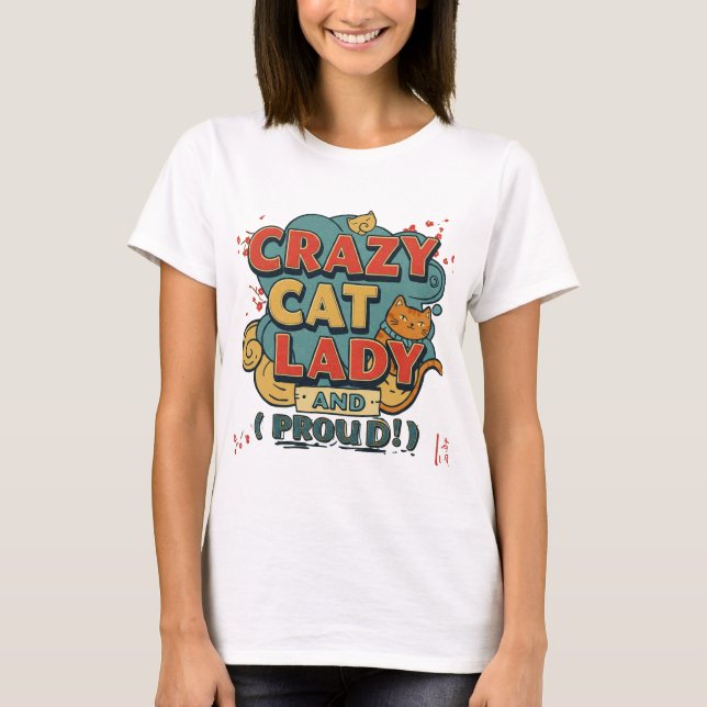 Femme de chat fou T-Shirt - amateurs de chats (Devant)