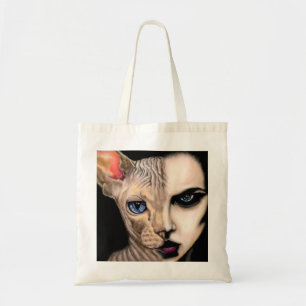 Femme de chat - Sac fourre-tout visage - Peinture 