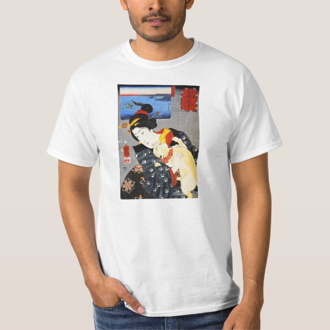 Femme de Kuniyoshi avec un T-shirt de chat (Devant)