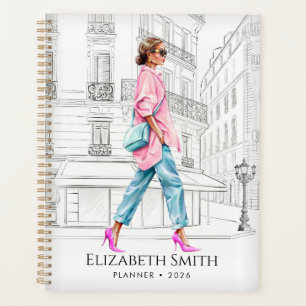 Femme de mode élégante planificateur de marche