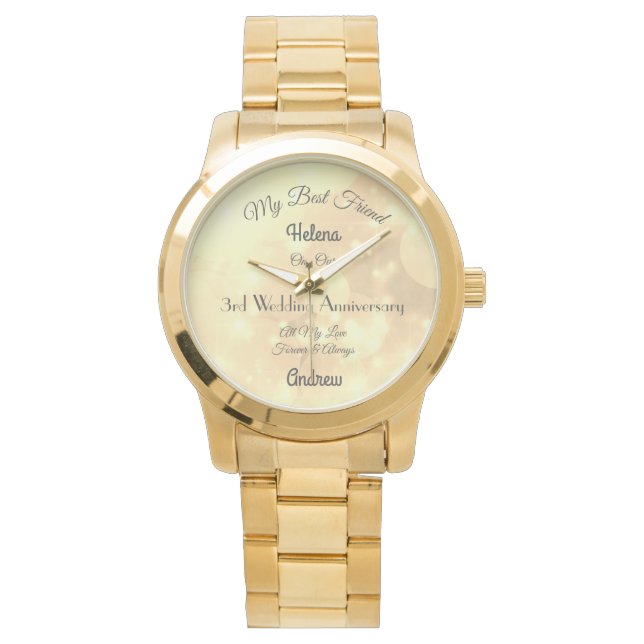 Femme du 3e anniversaire Montre personnalisée (devant)