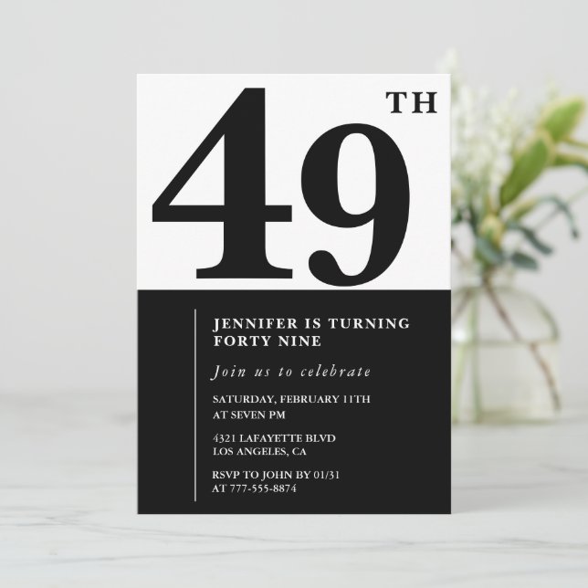 Femme Elegant 49e anniversaire invitation Noir (Debout devant)