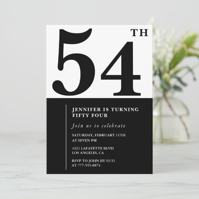 Femme Elegant 54e anniversaire invitation Noir (Debout devant)
