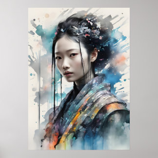 Femme Élégante dans un Affiche de Tenue Vibrante