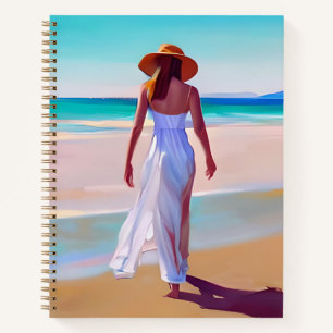 Femme en blanc sur le Beach Journal