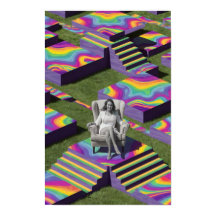 Femme En Chaise Poster Psychédélique