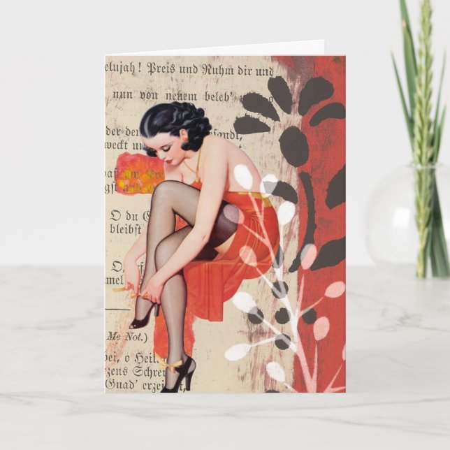 Femme en Lingerie rouge, carte d'anniversaire (Devant)
