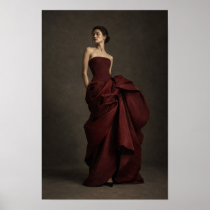 Femme en robe burgundy sculpturale - Art mural mod