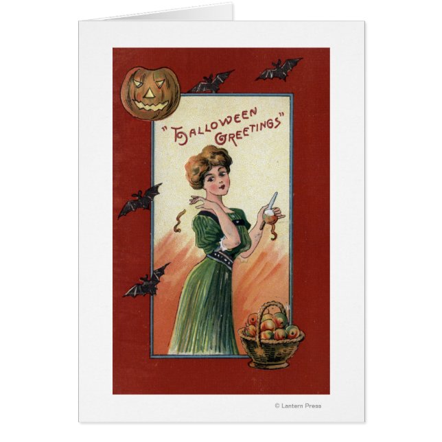 Femme en vert robe Peeling Pomme (Devant)