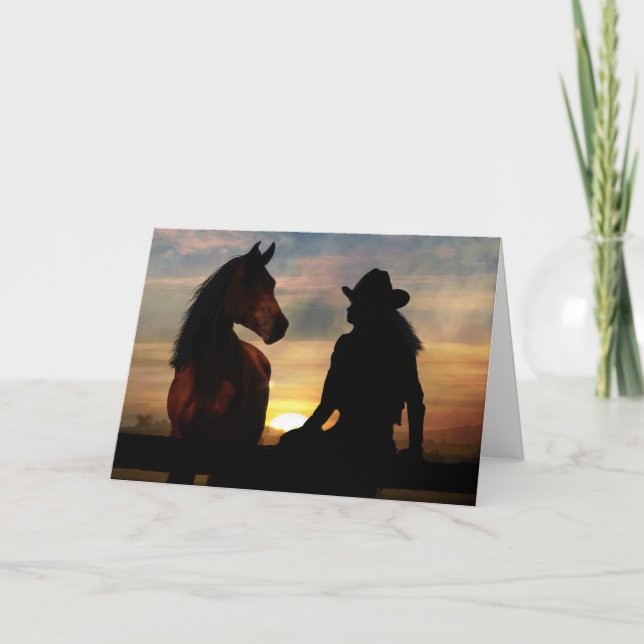 Femme et cheval Sympathie Perte de la carte de che (Devant)