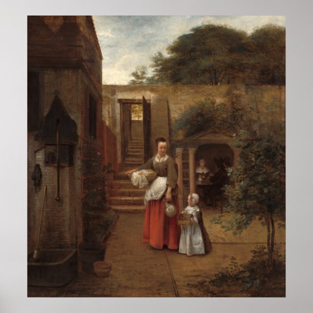Femme et Enfant - Poster d'Art de Pieter de Hooch (Devant)