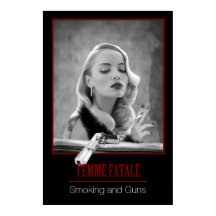 Femme Fatale - Rauchen und Waffen Retro Schwarz/We