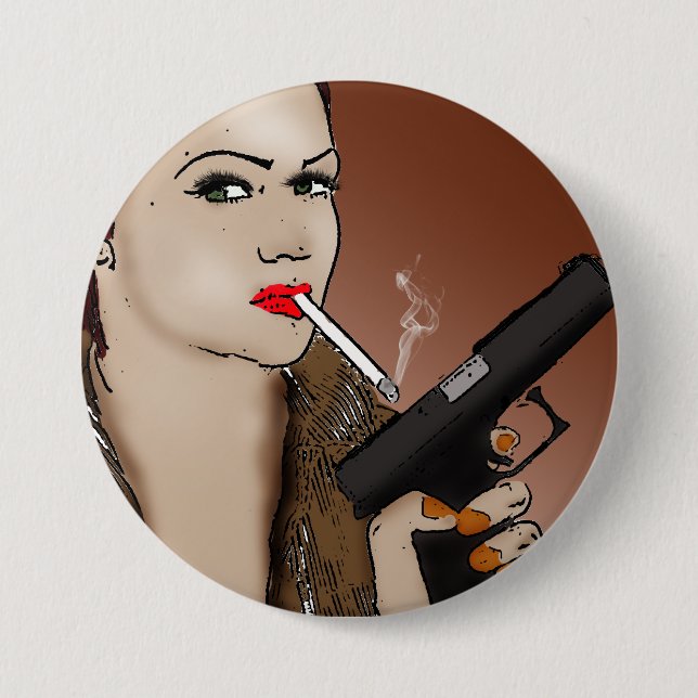 Femme Fatale - Schaltfläche "Rauchen und Waffen" Button (Vorderseite)