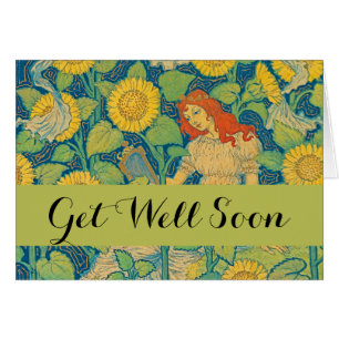 Femme-fille de fleurs dans le jardin de tournesol