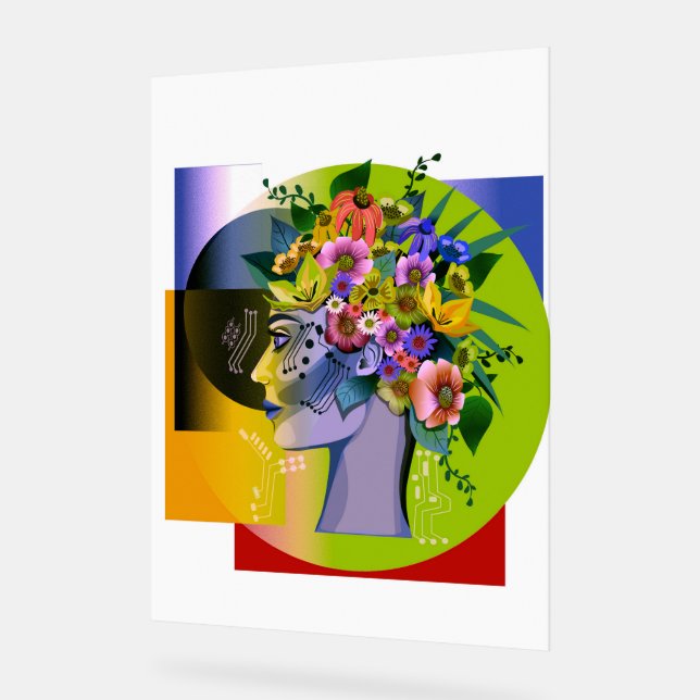 Femme florale - vert (Angle)
