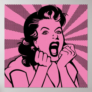 Femme frustrée hurle drôle affiche