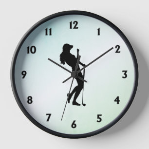 Femme Golf Green Wall Horloge Carré / Round