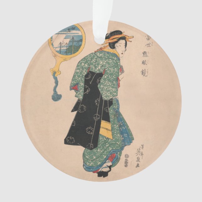 Femme japonaise Kimono : Ukiyo-e Woodblock Imprime (devant)