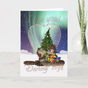 Femme Je T'Aime Carte De Noël Avec Écureuil Amoure