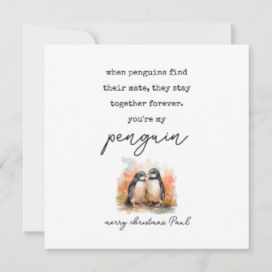 Femme mariée de la carte de Noël Penguin