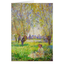 Femme Monet Assis Sous Les Faux Art